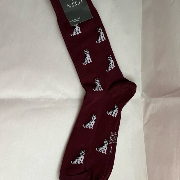 J. Crew Other - J. Crew Burgundy Patterned Men's Socks One Size Husky, Dog, Maroon